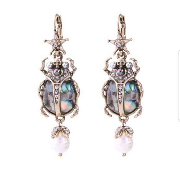 Jewelry - Beetle Star Show Stopper Abalone Crystal Earrings